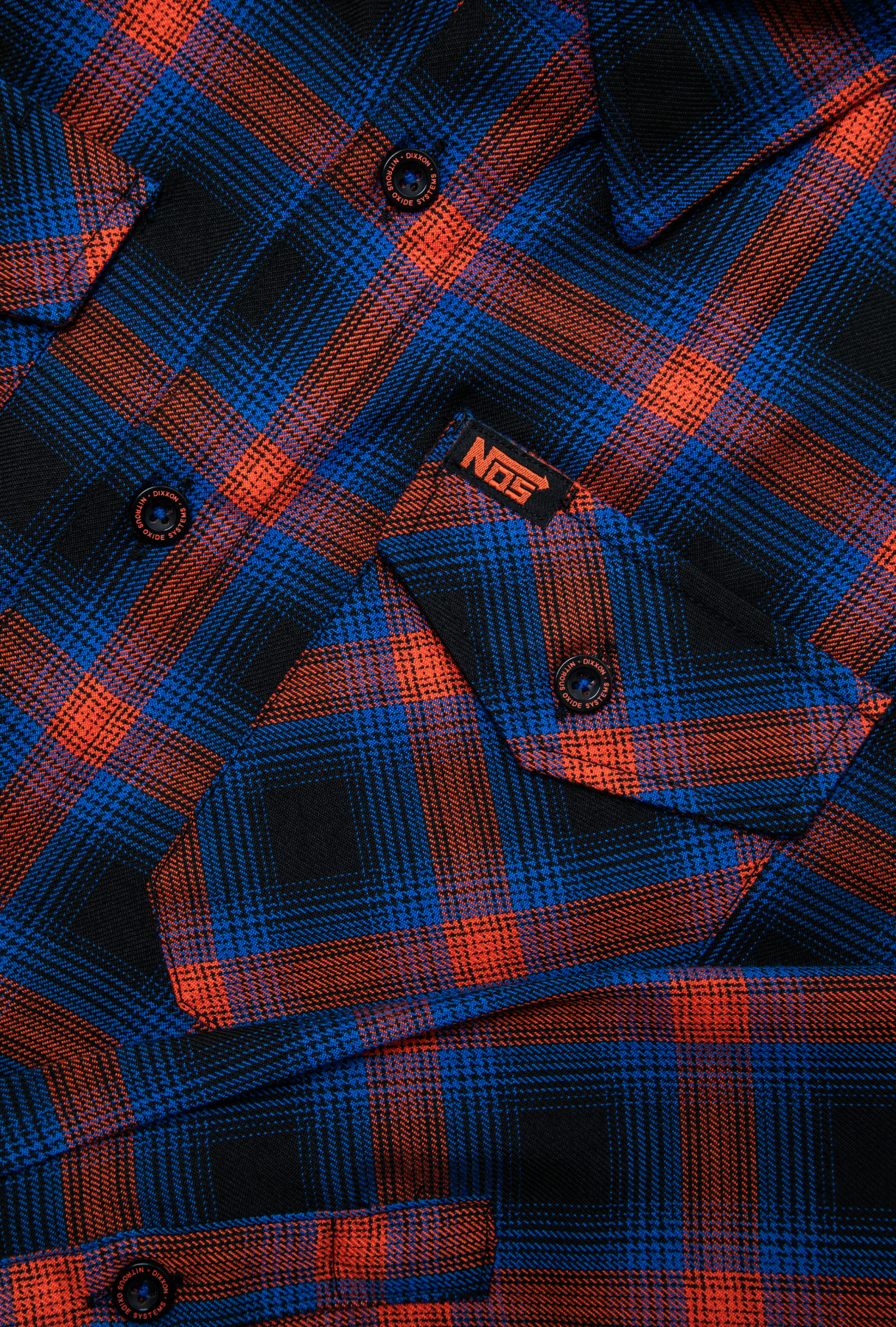 DIXXON - The NOS Nitrous Oxide Blue & Orange Flannel Shirt