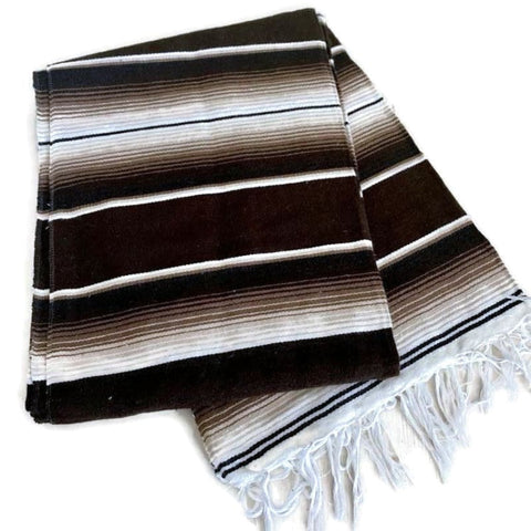 Mexican Sarape Blanket - Two Tone Brown