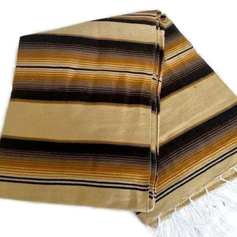 Mexican Sarape Blanket - Two Tone Light Brown