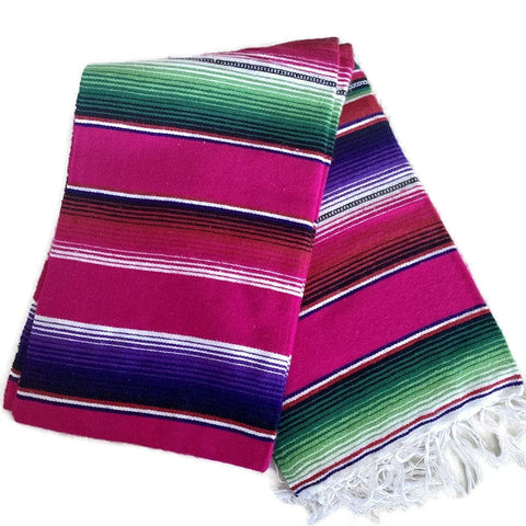 Mexican Sarape Blanket - Dark Pink