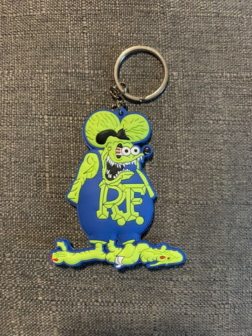 Rat Fink Rubber Keychain / Keyring (Green/Blue)