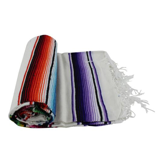 Mexican Sarape Blanket - White