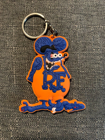 Rat Fink Rubber Keychain / Keyring (Orange/Blue)