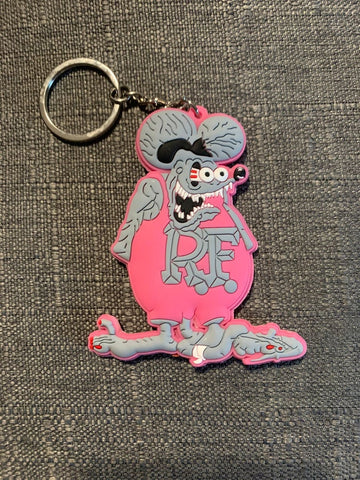 Rat Fink Rubber Keychain / Keyring (Pink)