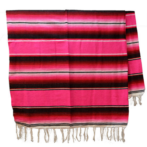 Mexican Sarape Blanket - Two Tone Pink