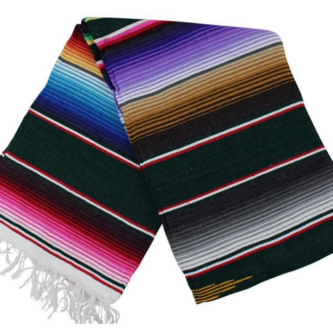 Mexican Serape Blanket - Black