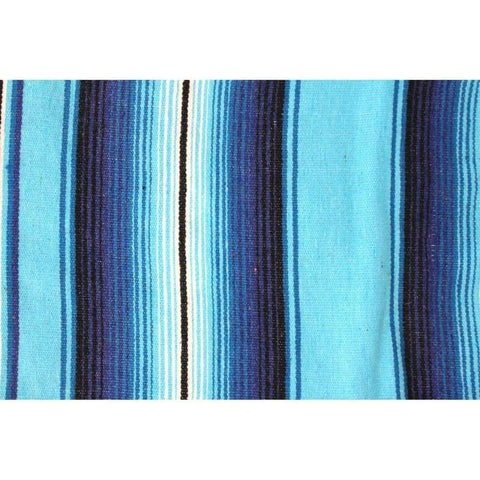 Mexican Sarape Blanket - Two Tone Blue
